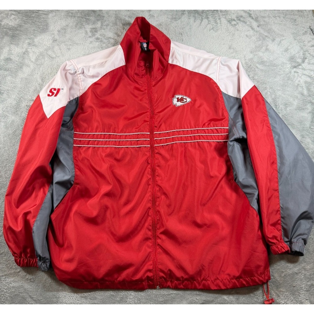 Vtg Chiefs Reebok NFL Jacket XL Red Full Zip Sports Illustrated SI Colorblock